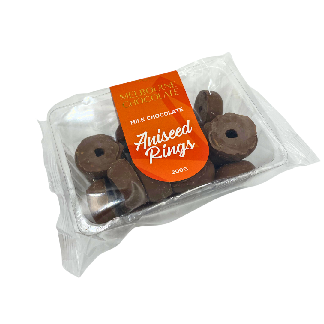 JUST SWEETS Chocolate Coated Aniseed Rings - 100g Bag