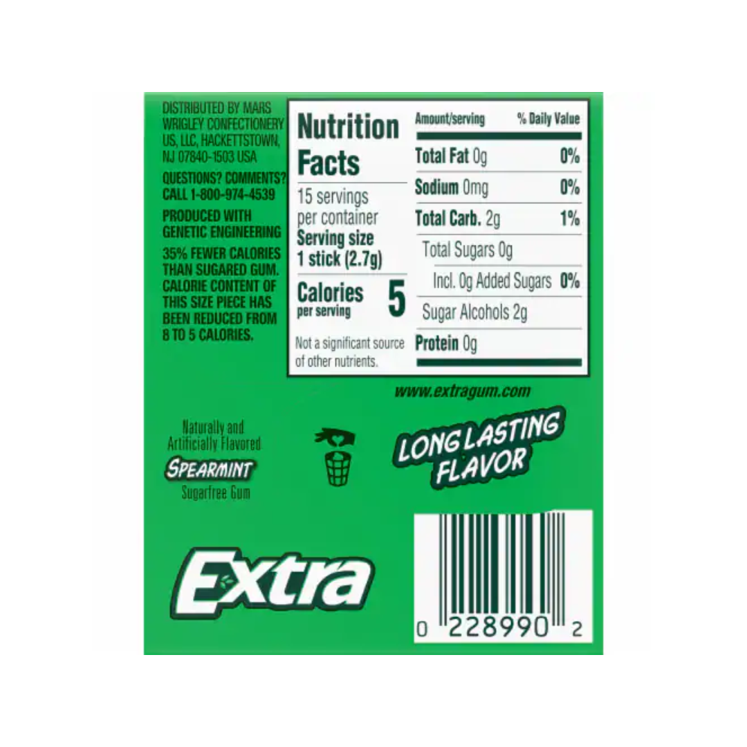 Extra Spearmint Sugar Free Gum