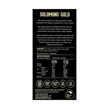 Solomons Vegan 70% Dark Mint Chocolate - 55g