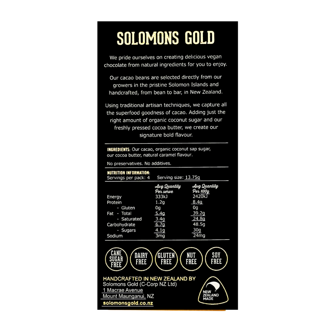 Solomons Vegan 70% Dark Caramel Chocolate - 55g