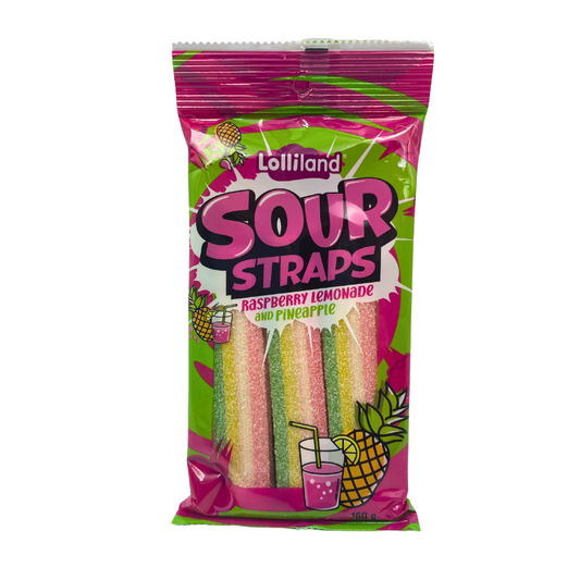 Lolliland Sour Straps Raspberry Lemonade & Pineapple - 160g