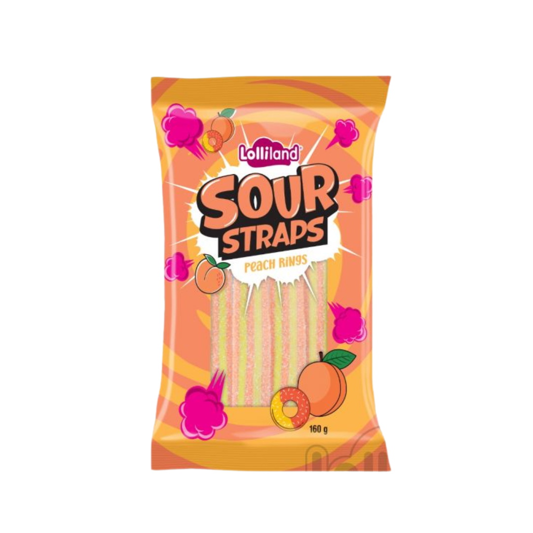 Lolliland Peach Rings Sour Straps 160g