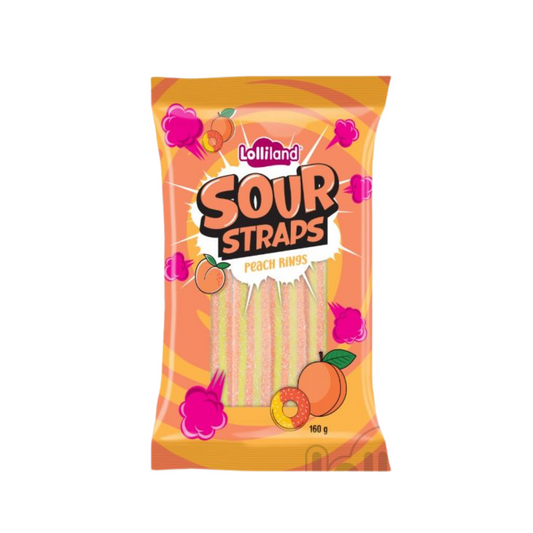 Lolliland Peach Rings Sour Straps 160g