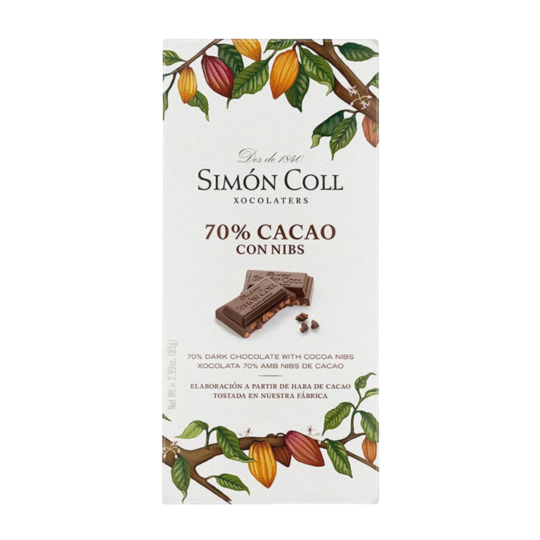 Simón Coll Dark Chocolate with Cacao Nibs 85g