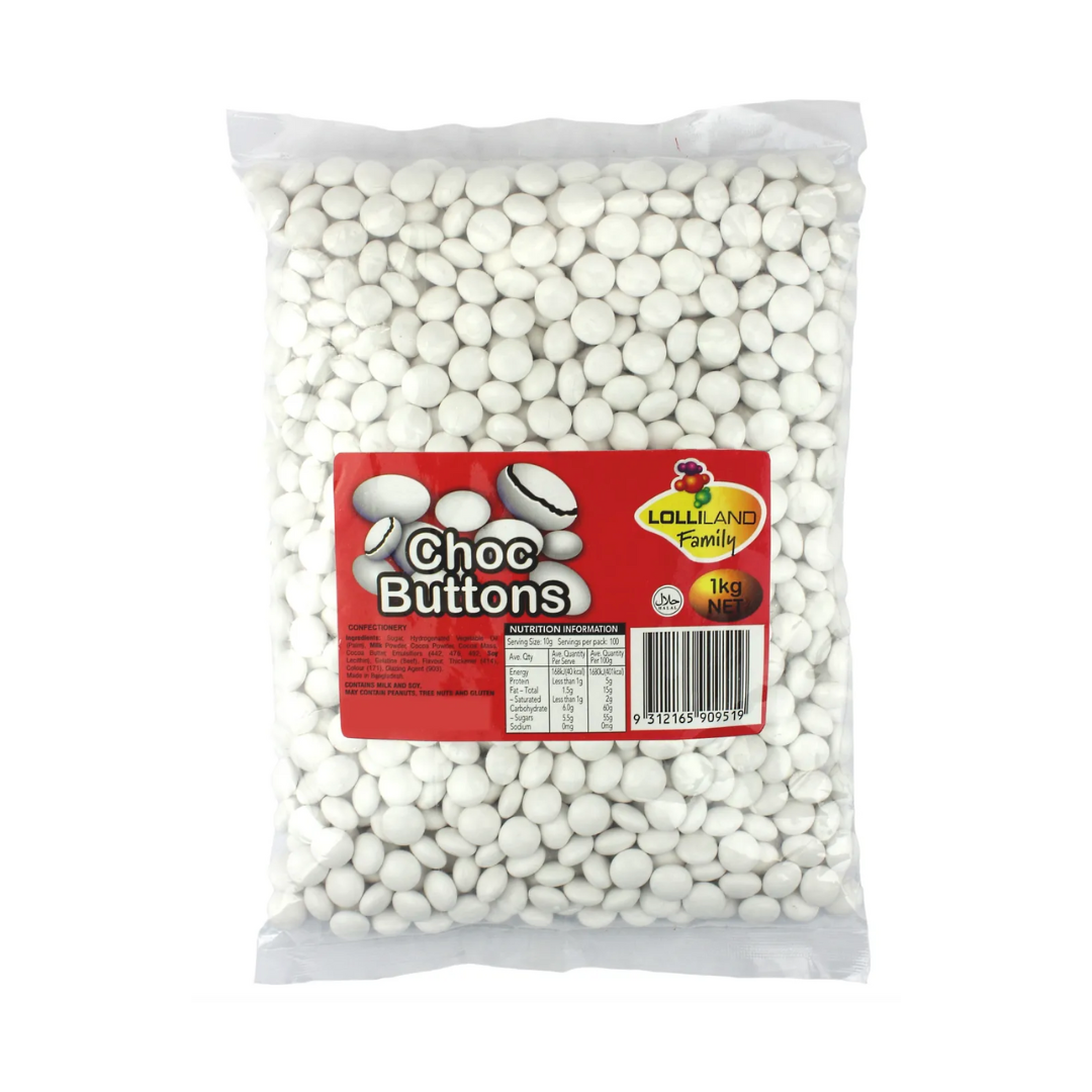 Choc Buttons WHITE 1kg
