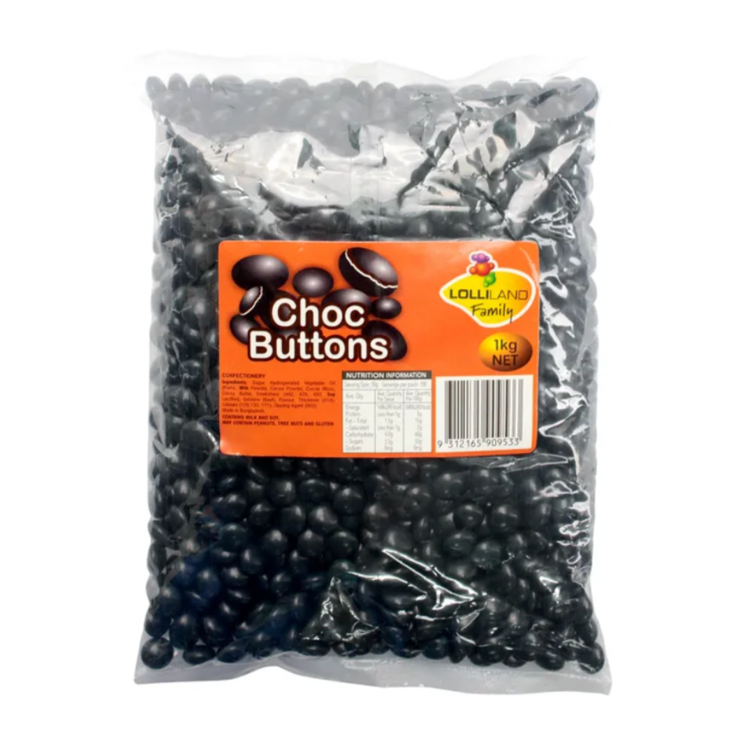 Choc Buttons BLACK 1kg