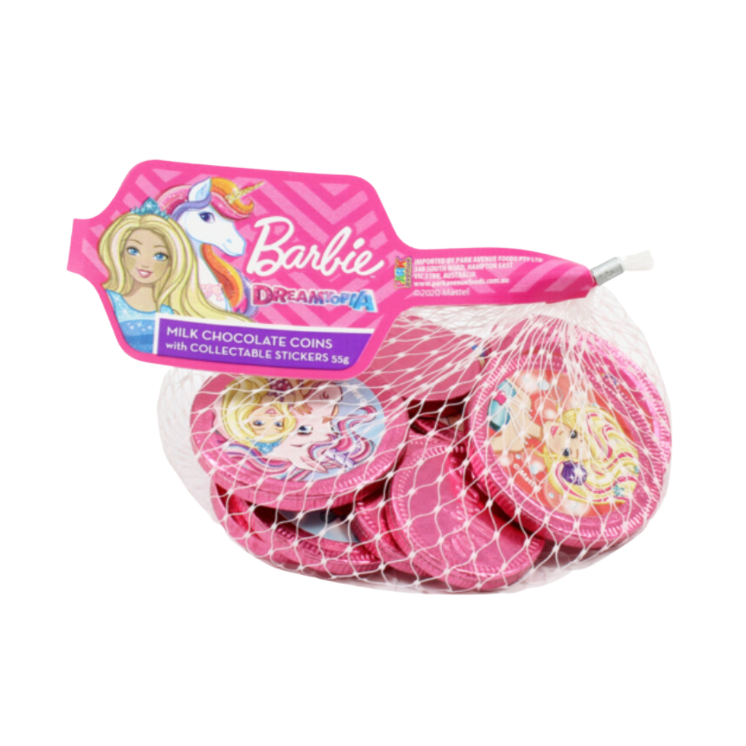 Barbie Dreamtopia Milk Chocolate Coins with Stickers