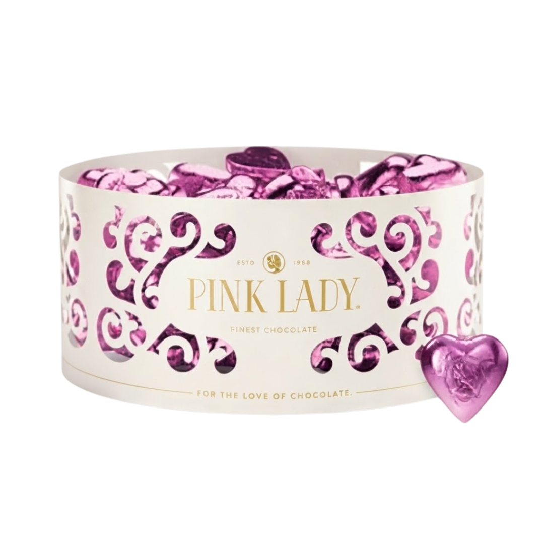 Milk Chocolate Pink Lady Hearts 8g (Pink) - 1kg