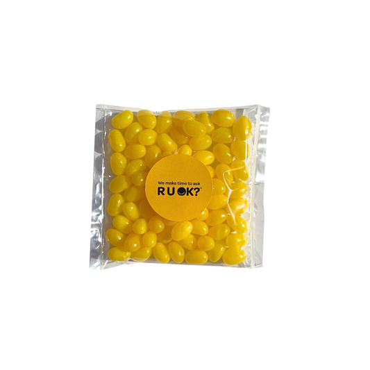 R U OK? Day Yellow Jelly Beans Lolly Bag 75g