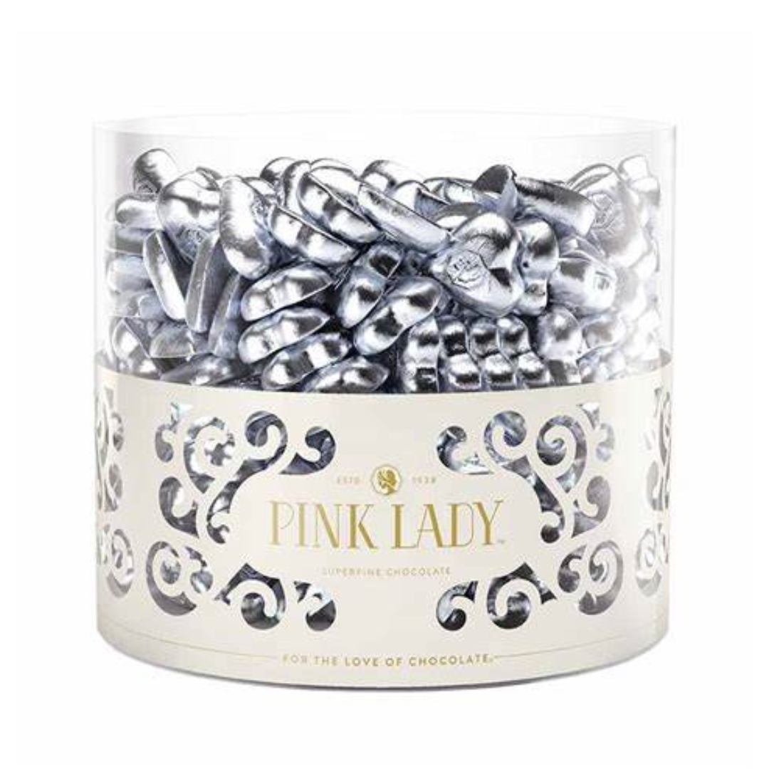 Milk Chocolate Pink Lady Hearts 8g (Silver) - Bulk
