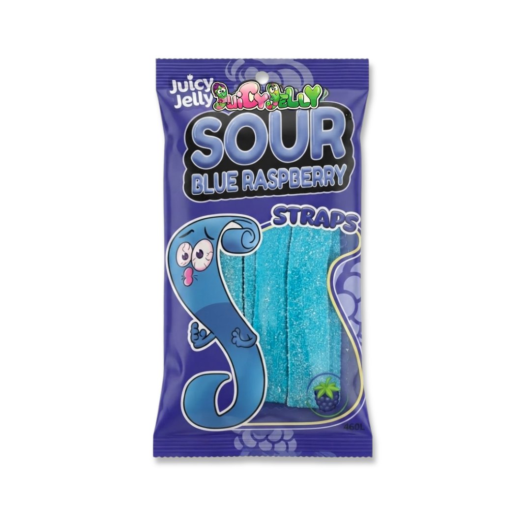 Juicy Jelly Sour Blue Raspberry Straps 160g