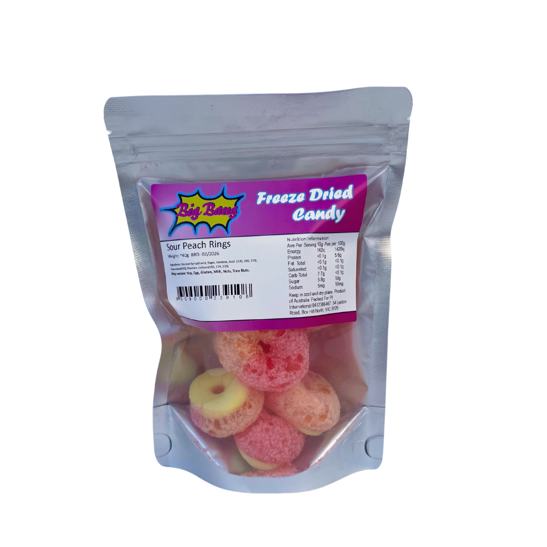 Sour Peach Freeze Sour Peach Rings - 40g