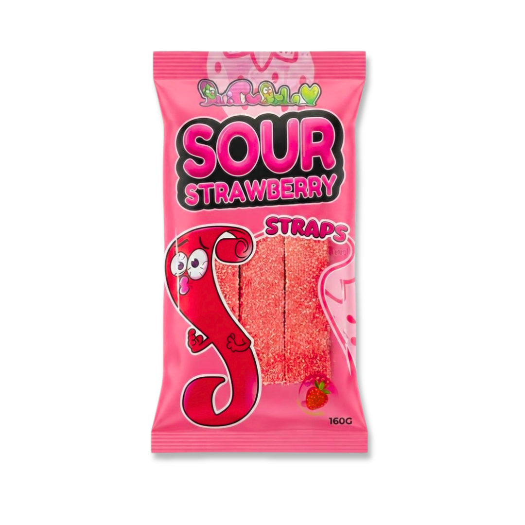 Juicy Jelly Sour Strawberry Straps 160g