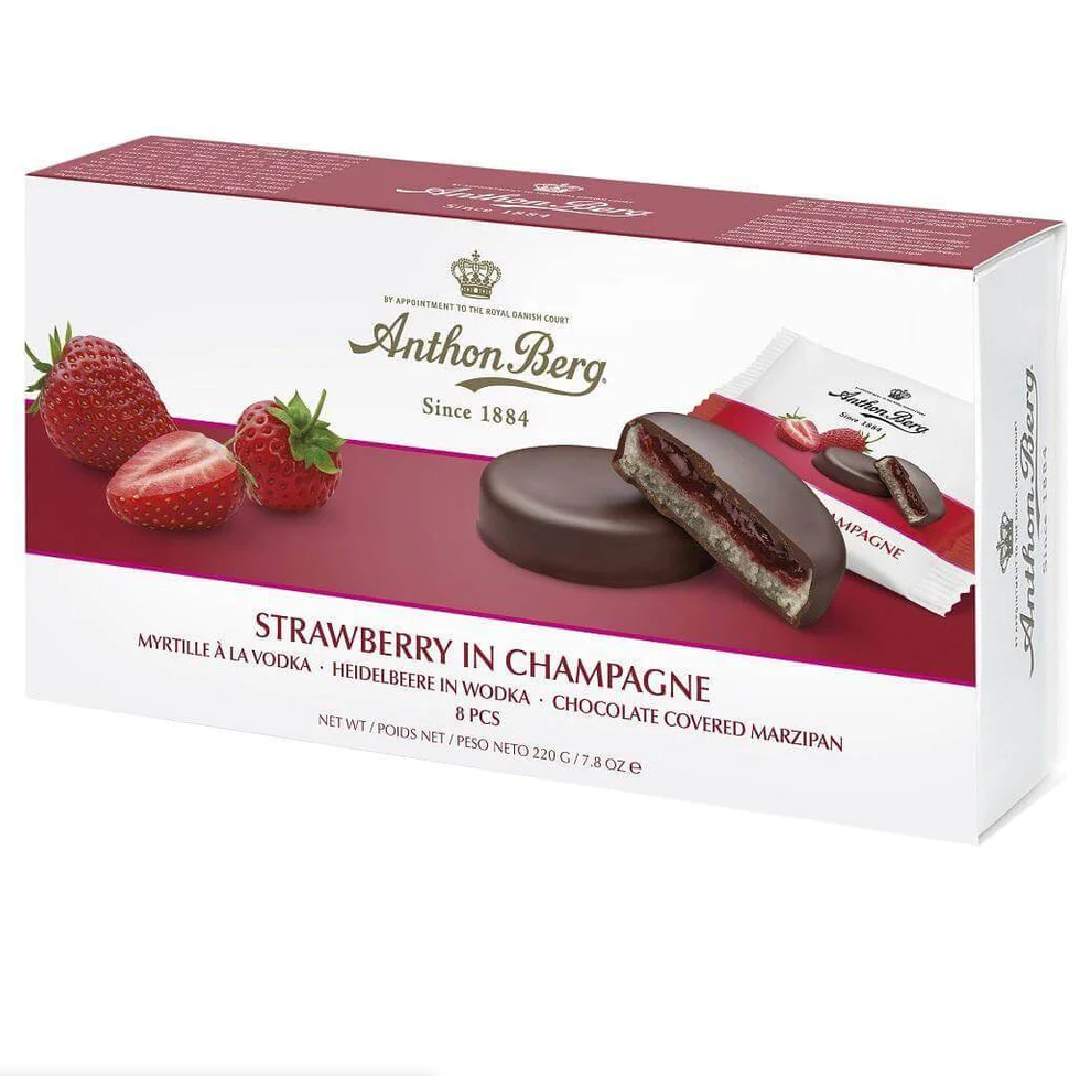 Anthon Berg Strawberries and Sparkling Wine Marzipan Lifli Liqueurs (short dated)