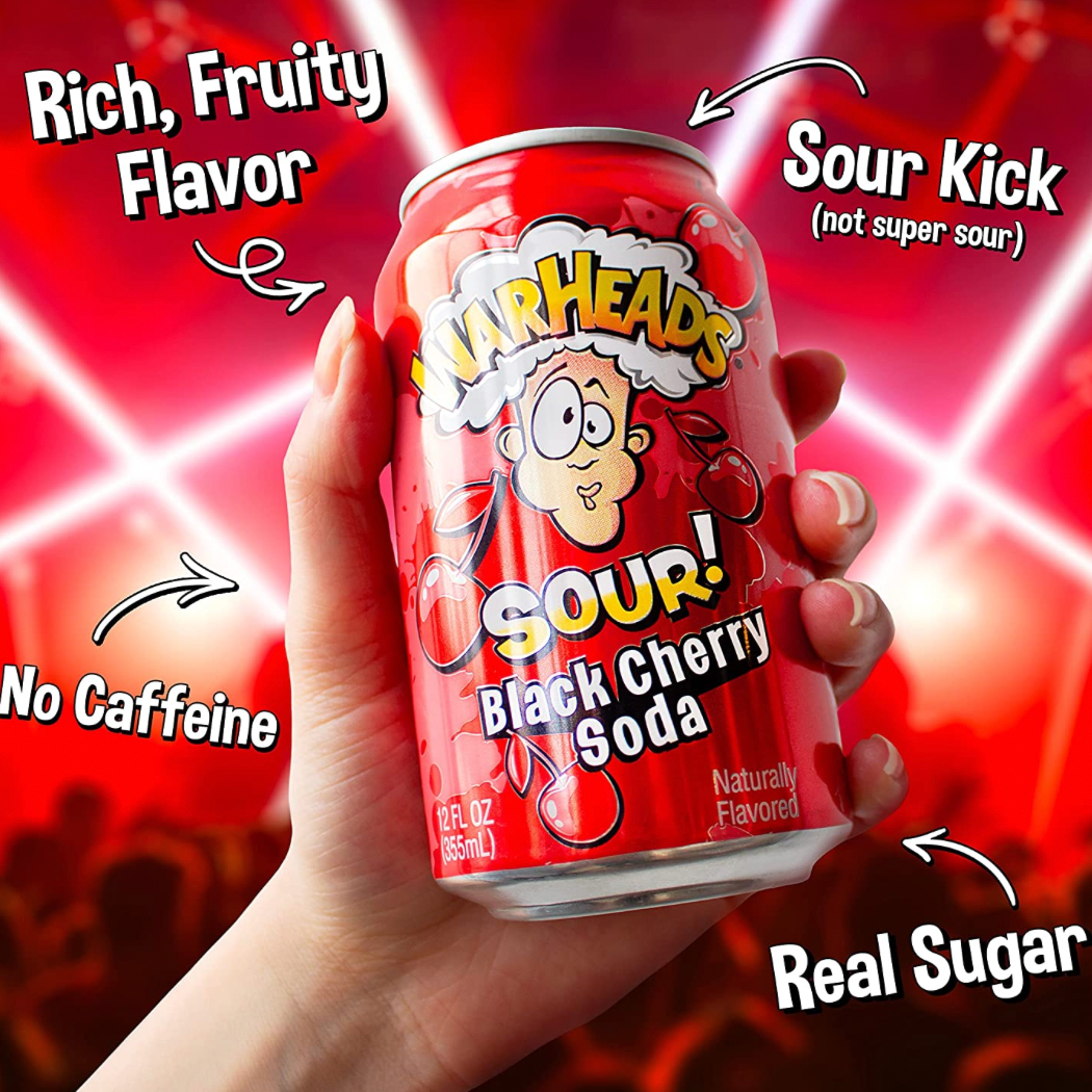 Warheads Sour Black Cherry Soda - 355ml